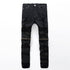 Zipper Elasticity Mid Waist Jeans Straight Pants Skinny Men's Jeans